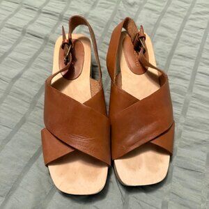 Madewell Tan Leather Platform Sandals